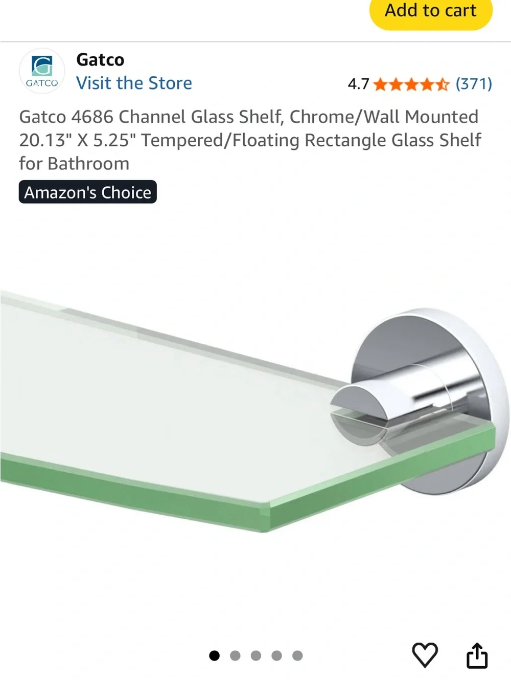 (2) NIB Glass Wall Shelf with Chrome Brackets - Clear Glass